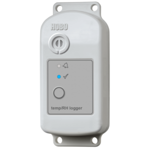 The HOBO MX2301 is a weatherproof data logger with built-in temperature and relative humidity sensors