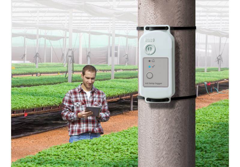 The HOBO MX2301 is a weatherproof data logger with built-in temperature and relative humidity sensors