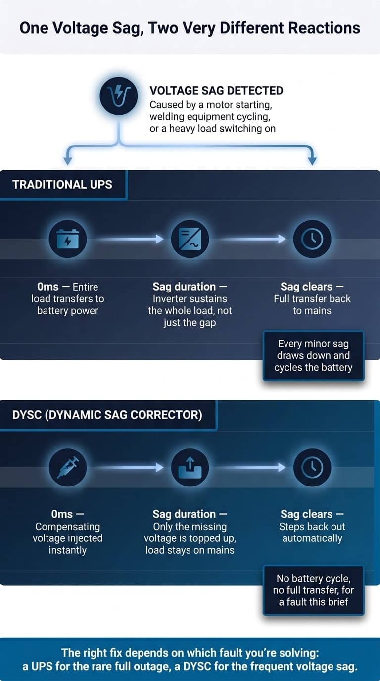 UPS vs. Dynamic Sag Correctors: what actually fits voltage sag issues?